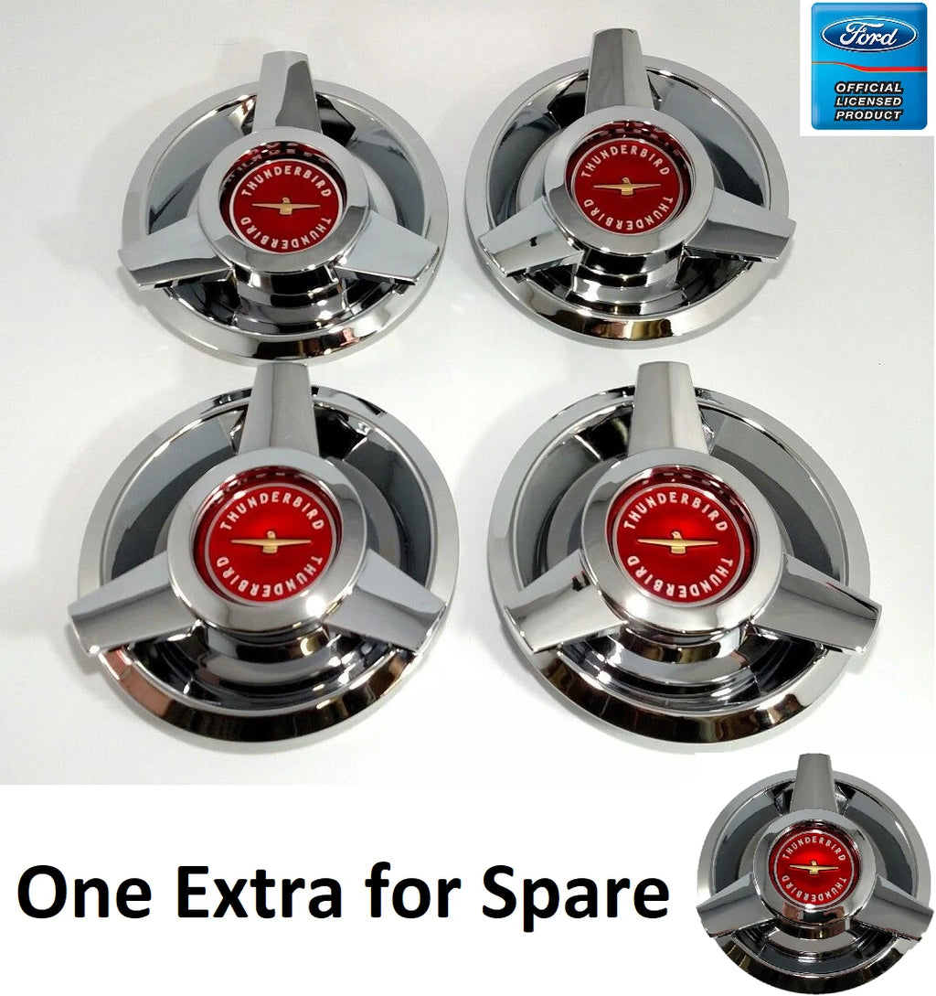 Wire Wheel Spinner Center Hub Caps Red Replacement for 1962–1963 Ford Thunderbird