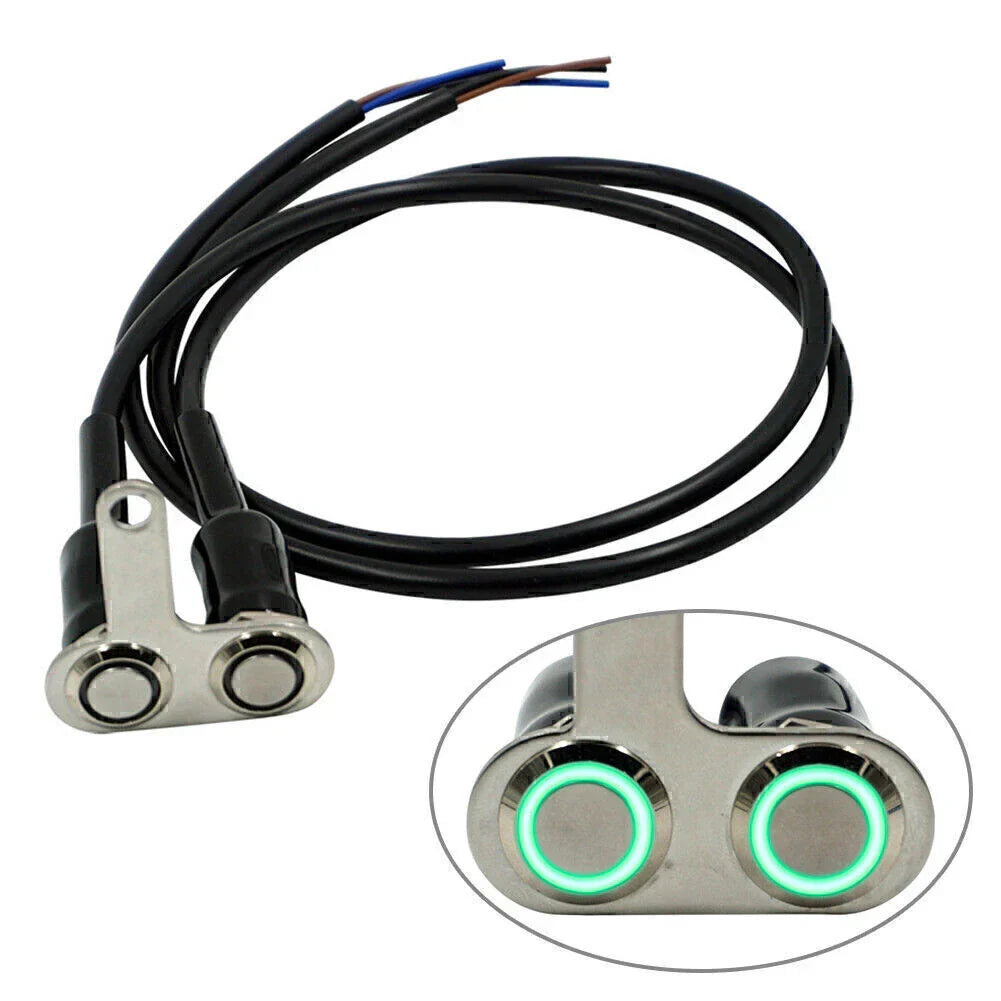 12V Green LED Motorcycle Switch for Handlebar Adjustable Mount Waterproof
