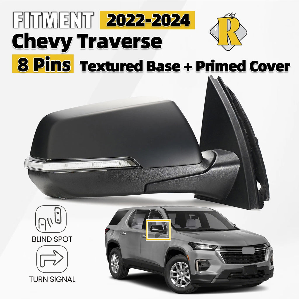 Side Mirror for Chevy Traverse (2022–2024) W/Turn Signal & Blind Spot 8 Pins