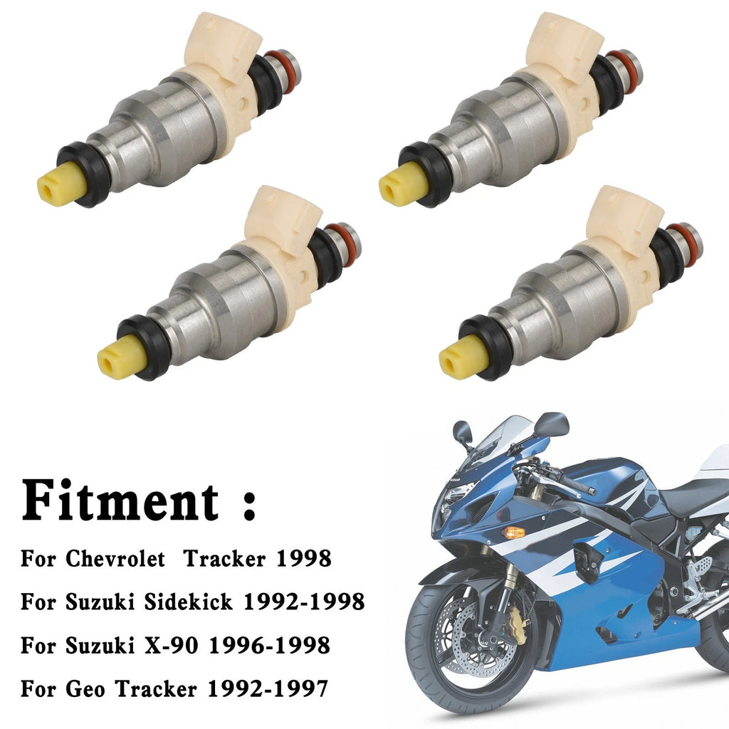 Set of 4 Fuel Injectors for Suzuki Sidekick Tracker X-90 (1996–1998) 15710-58B00 INP-470