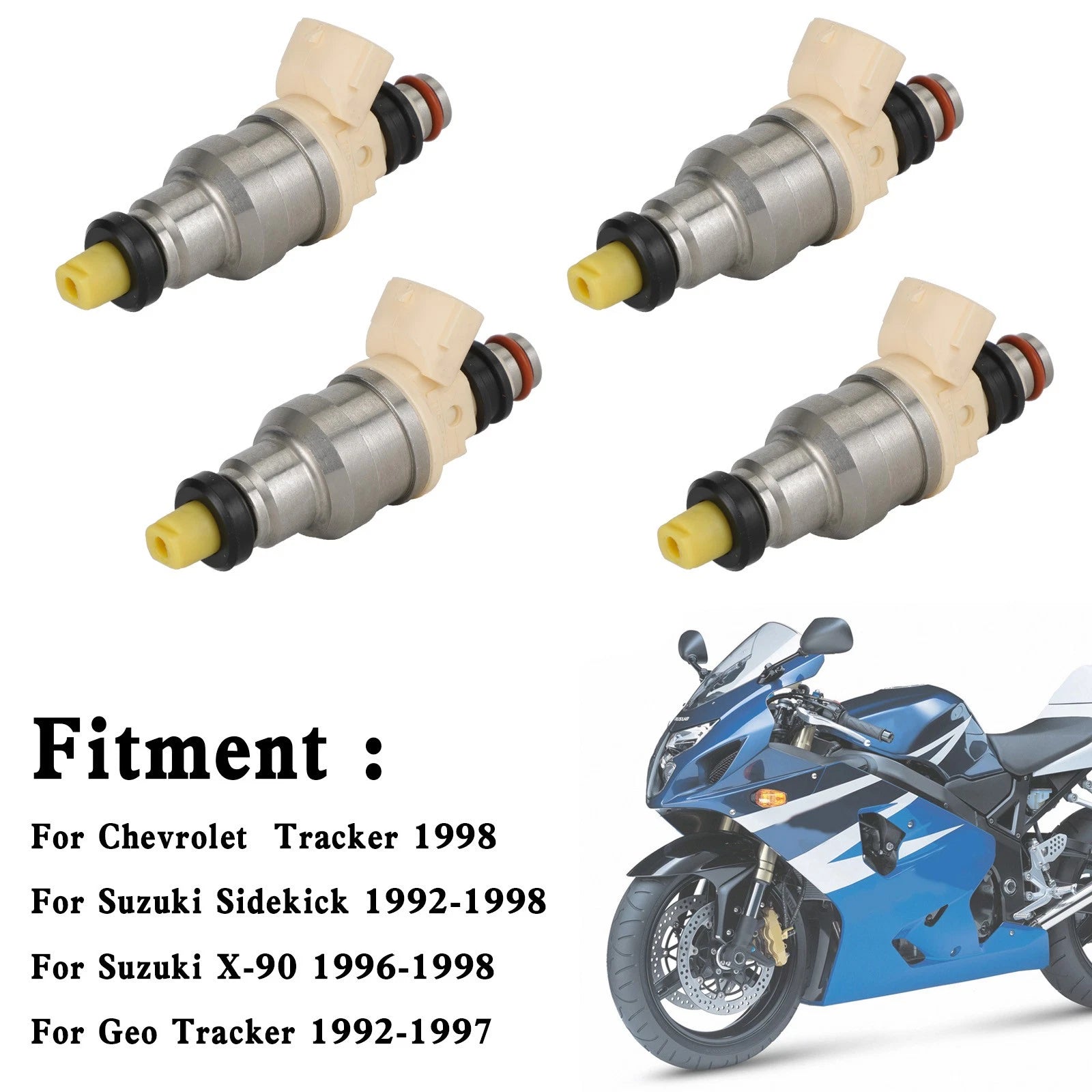Set of 4 Fuel Injectors for Suzuki Sidekick Tracker X-90 (1996–1998) 15710-58B00 INP-470