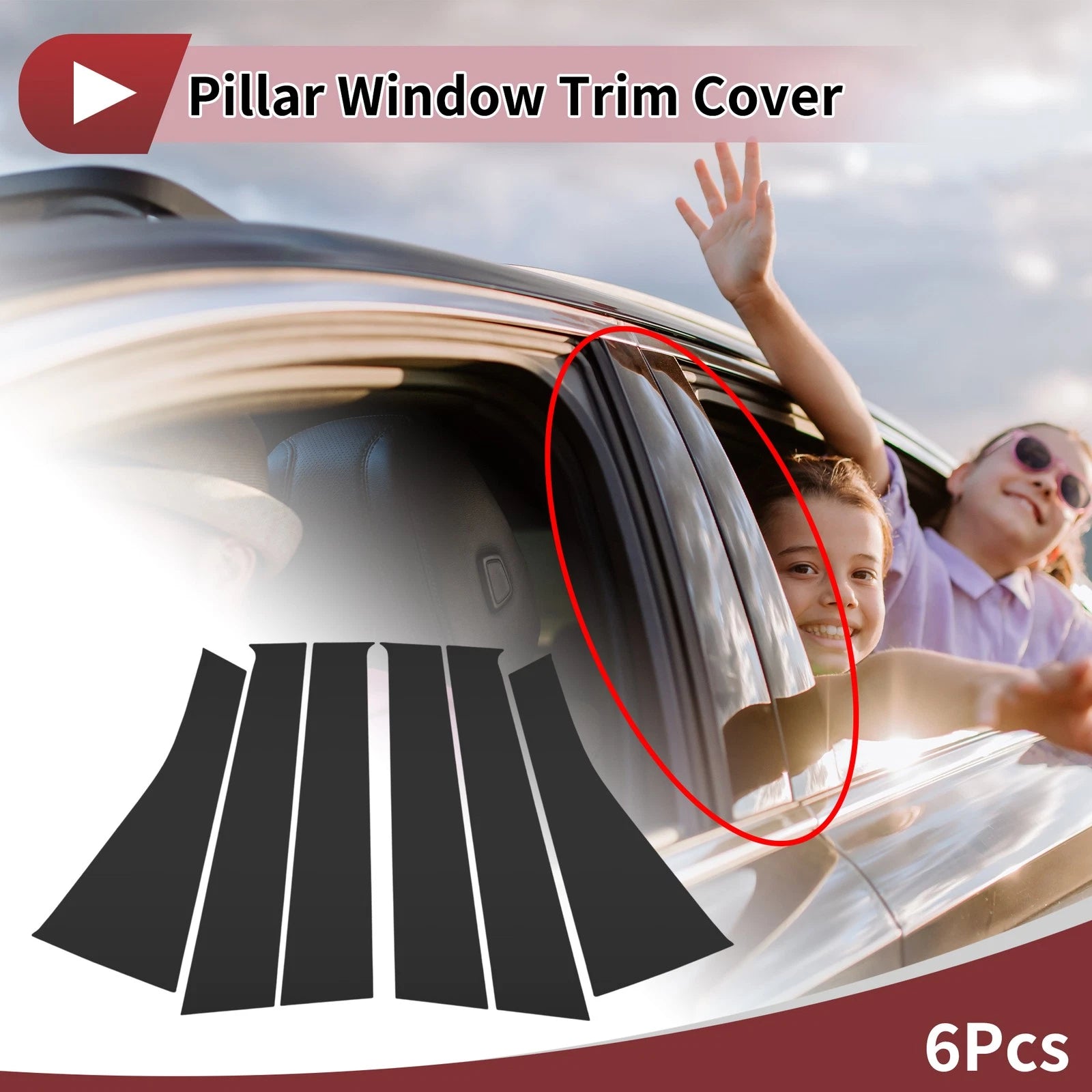 Door Pillar Window Trim for Nissan Versa Note (2014–2019) Black Left Right