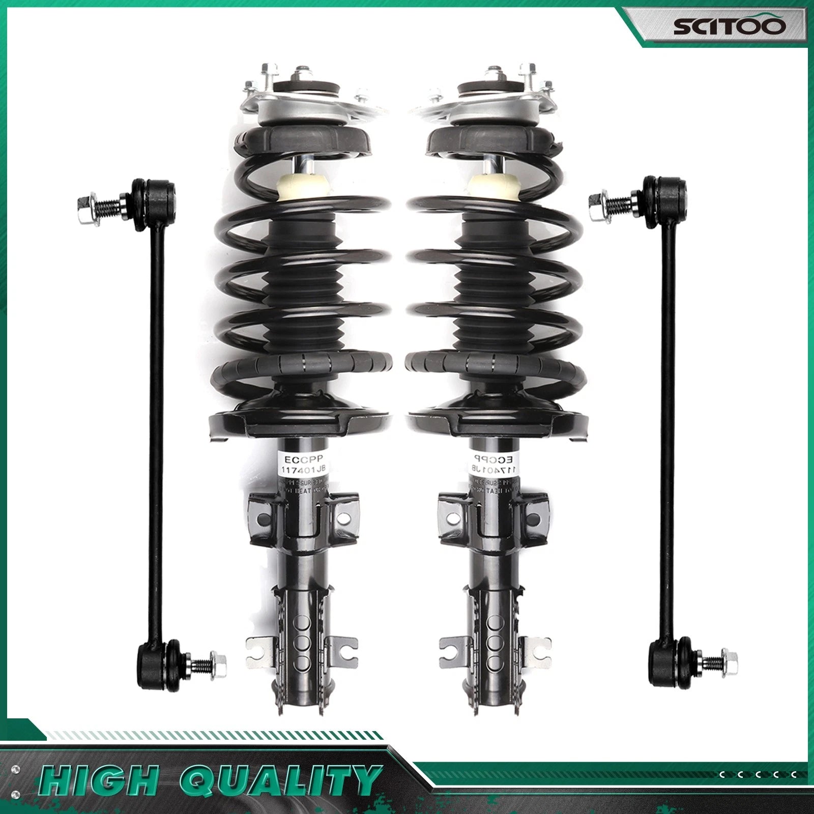 Front Struts w/Coil Spring Assembly & Sway Bar Links Kit for Volvo V70 S80 S60