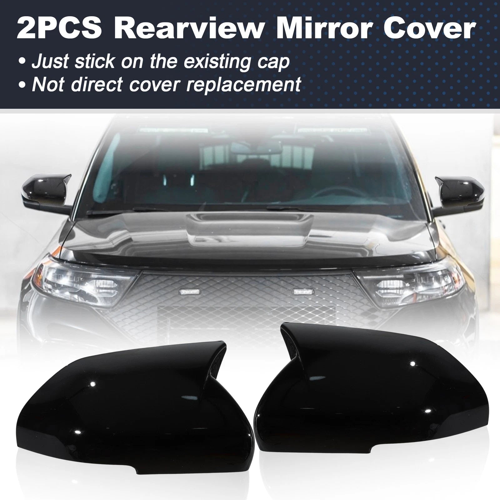 2PCS Ox Horn Rear View Mirror Cover for Ford Explorer (2020–2024)