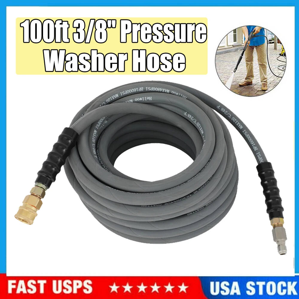 3/8" x 100' Pressure Washer Hose for High-Pressure Applications