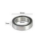 Set of 2 Bike Bearings 20x32x7mm Black Silver Steel