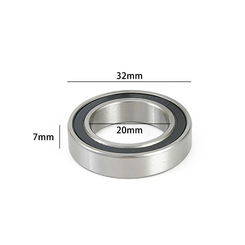 Set of 2 Bike Bearings 20x32x7mm Black Silver Steel