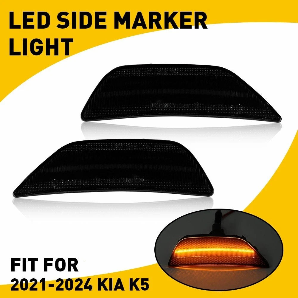 Set of 2 LED Side Marker Lights for Kia K5 (2021–2024) LH+RH Smoked Waterproof