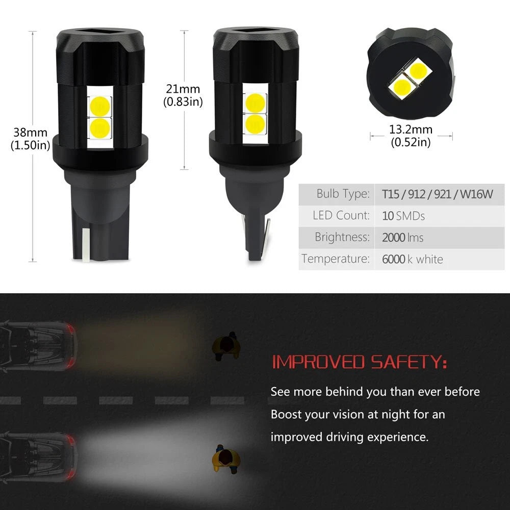 2X 921 LED Backup Reverse Light Bulbs for AUXITO (2010–2023)