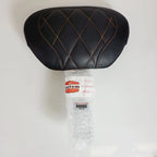 Deluxe Driver Backrest for Harley FL Touring (2008–2024) - Diamond Orange Stitch