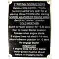 Starting Instruction Plate for Massey Ferguson 135 (1964–Present)