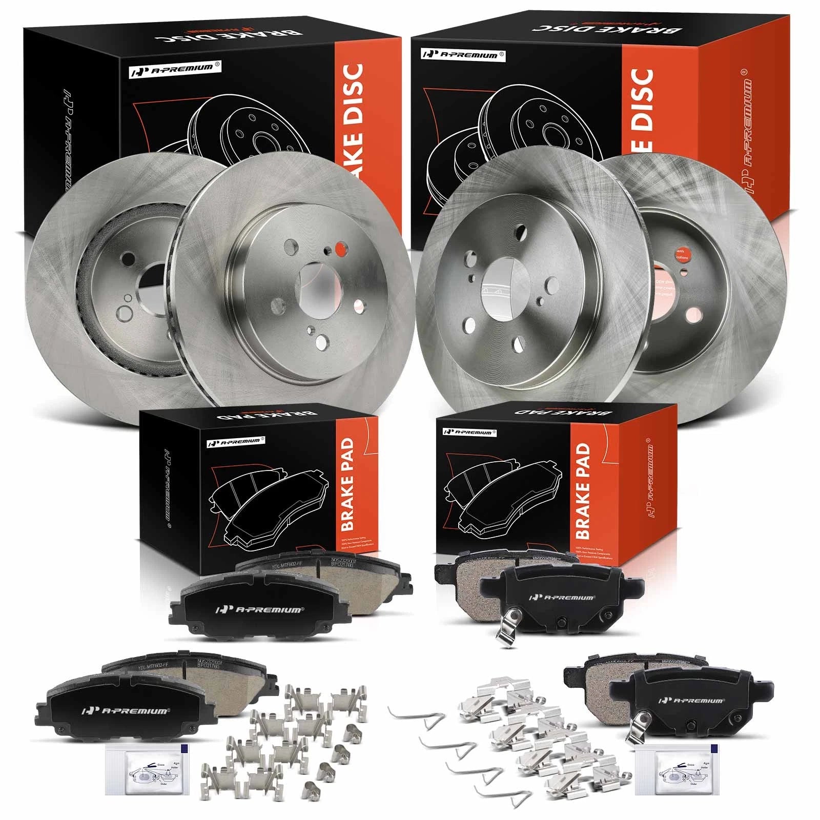 Front and Rear Brake Rotors and Ceramic Pads for Toyota Corolla (2020-2022)