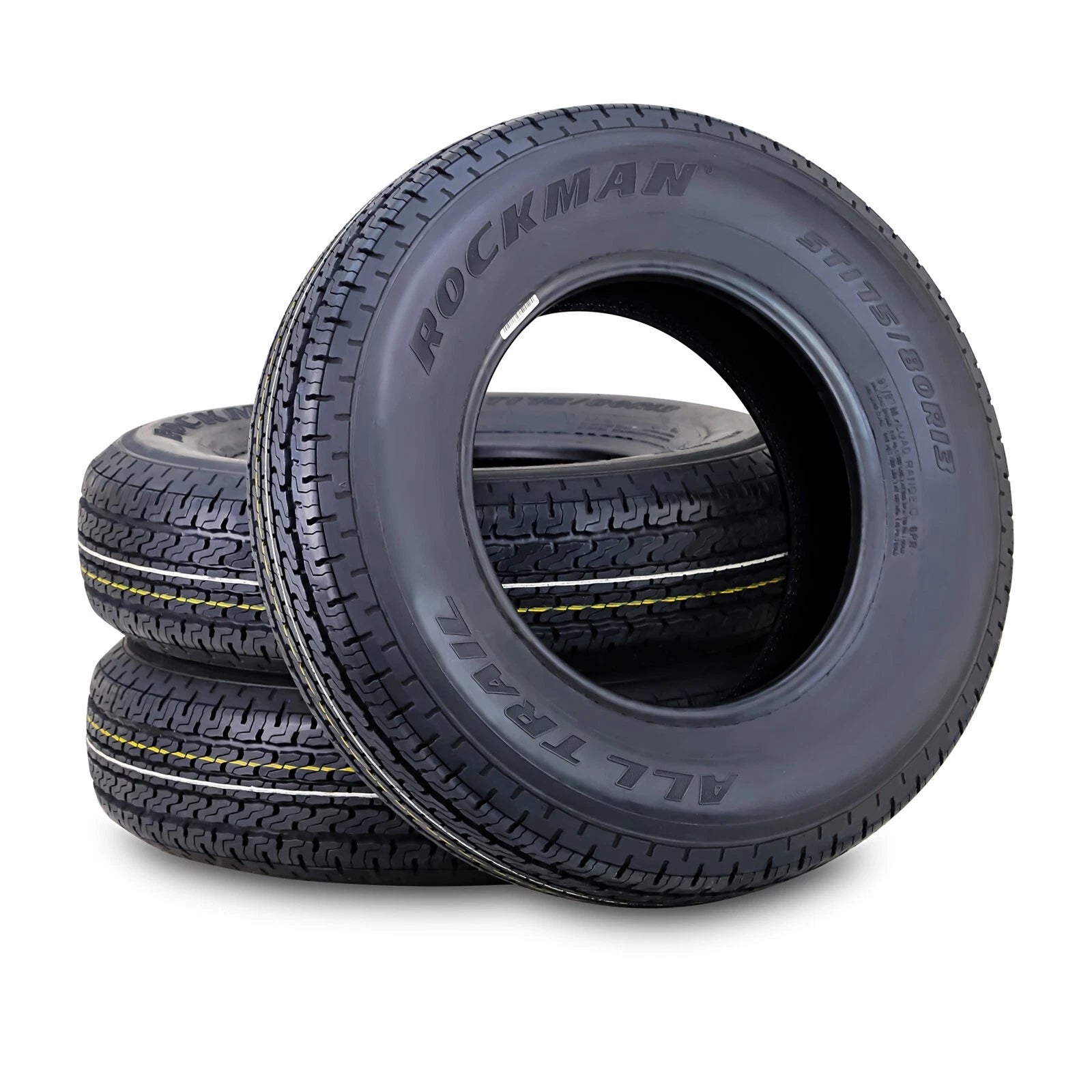 Set of 4 ROCKMAN ST175/80R13 6-Ply Trailer Tires 91M Steel Belted 11167