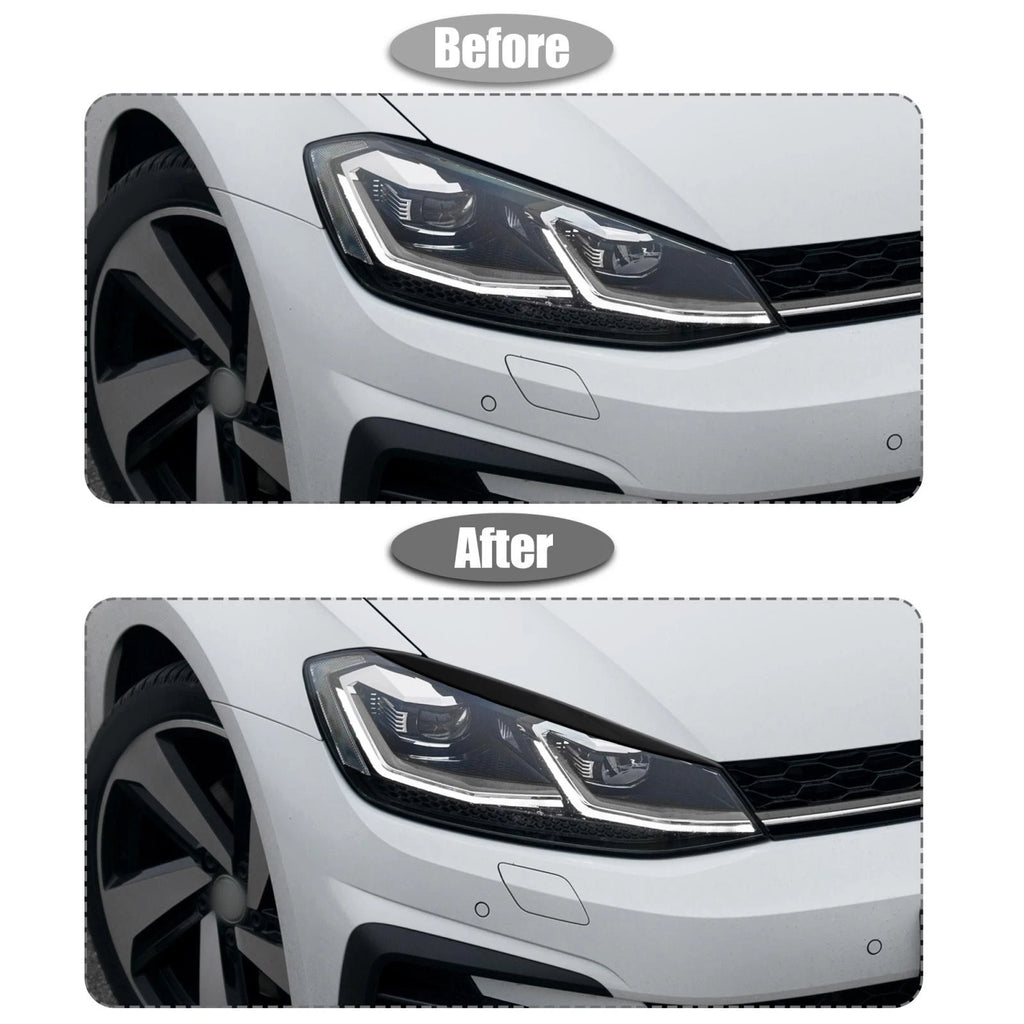 1 Pair ABS Headlight Eyebrow Cover Sticker for Volkswagen Golf (2013–2018) Black