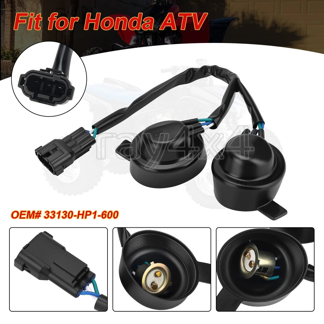 Headlight Socket for Honda TRX300X, TRX300EX, TRX400EX, TRX450R, TRX450ER (1993–2009)