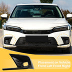 Set of 2 Fog Light Cover Trim for Honda Civic (2022–2024) Glossy Black
