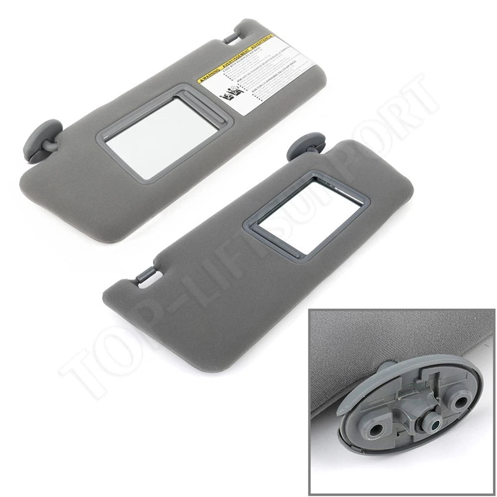 Set of 2 Sun Visors for Toyota Tacoma (2005–2011) - Medium Gray with Mirror