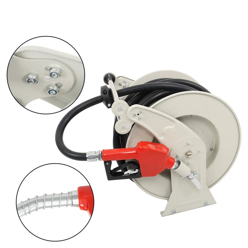 Retractable Diesel Fuel Hose Reel 3/4" x 66' with Auto Refueling Gun