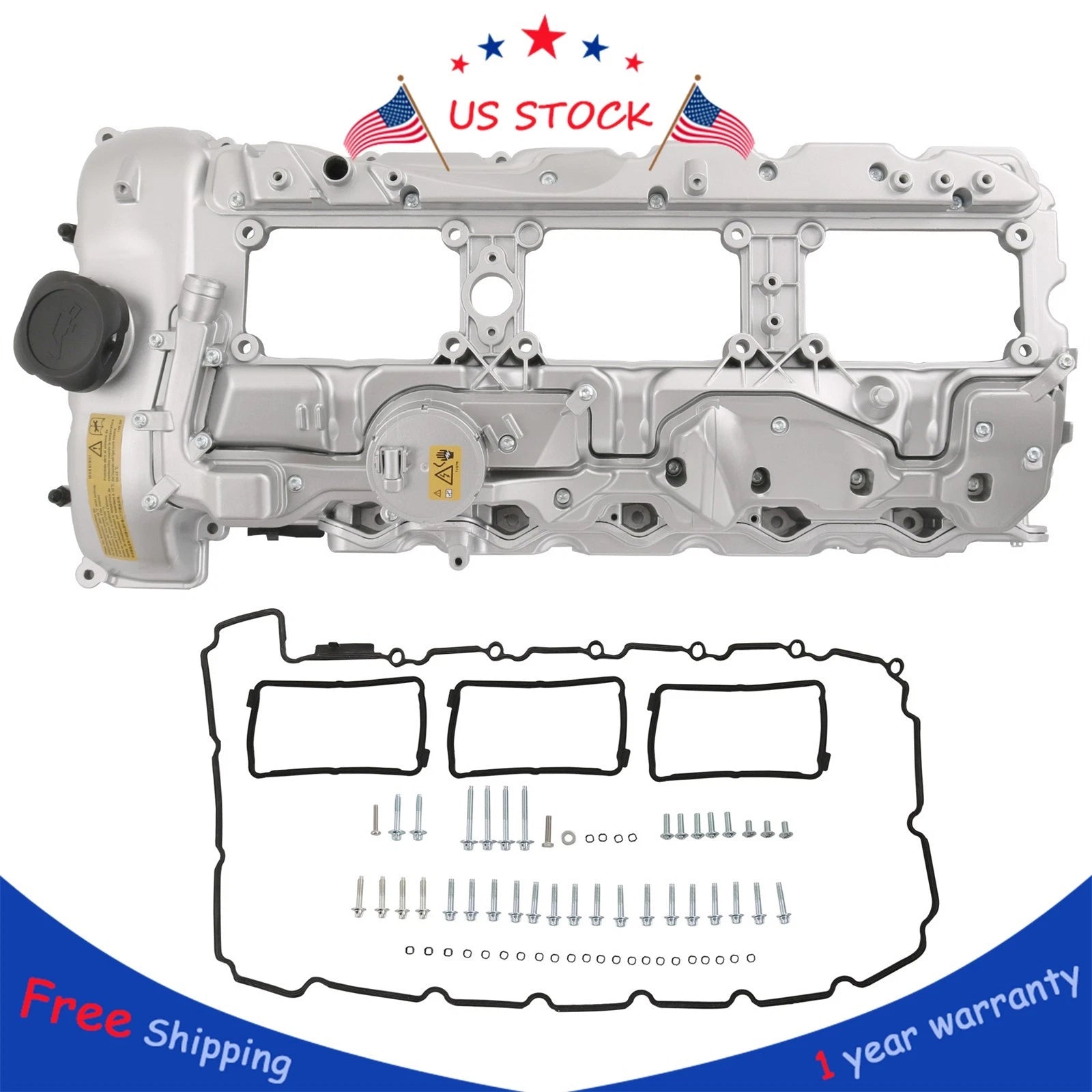 Aluminum Valve Cover with Gasket & Cap for BMW 135i 335i 535i 640i 740i X3 X5 (2007–2019)