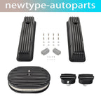 Finned Valve Covers & 12" Air Cleaner Breather Kit for SBC Chevy (1958–1986)