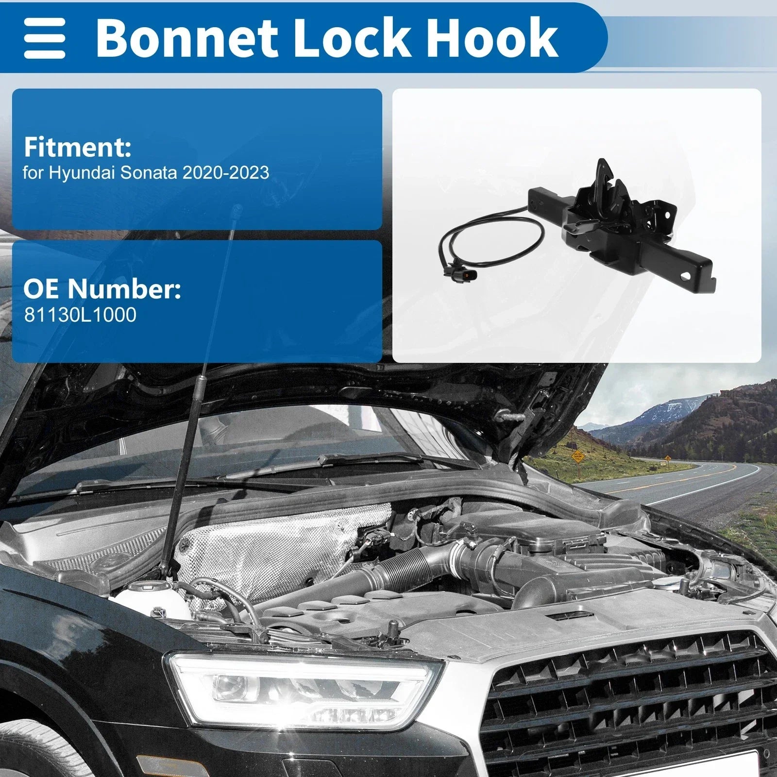 Hood Latch Assembly for Hyundai Sonata (2020-2023) 1 x Quality Replacement