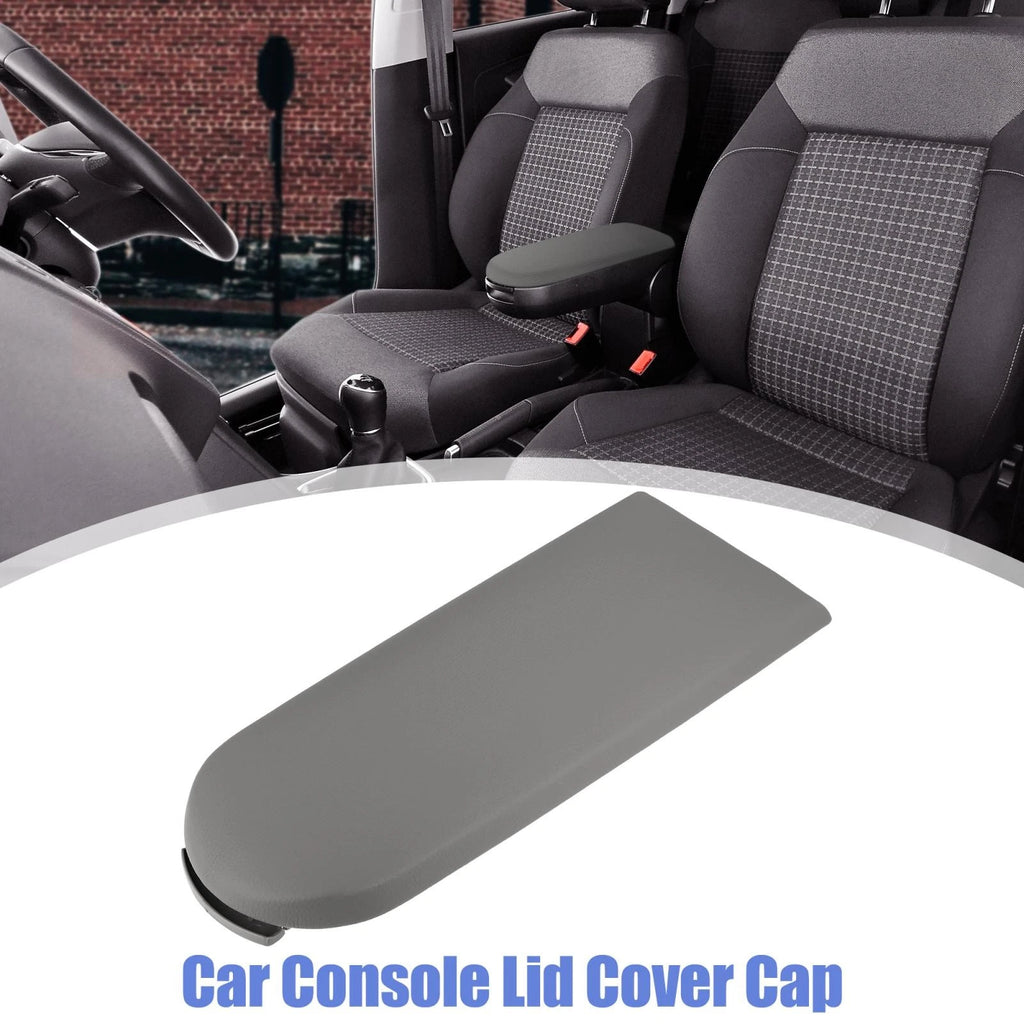 Center Console Armrest Cover Cap for VW Jetta Golf (2010–2018) - Grey PU Leather