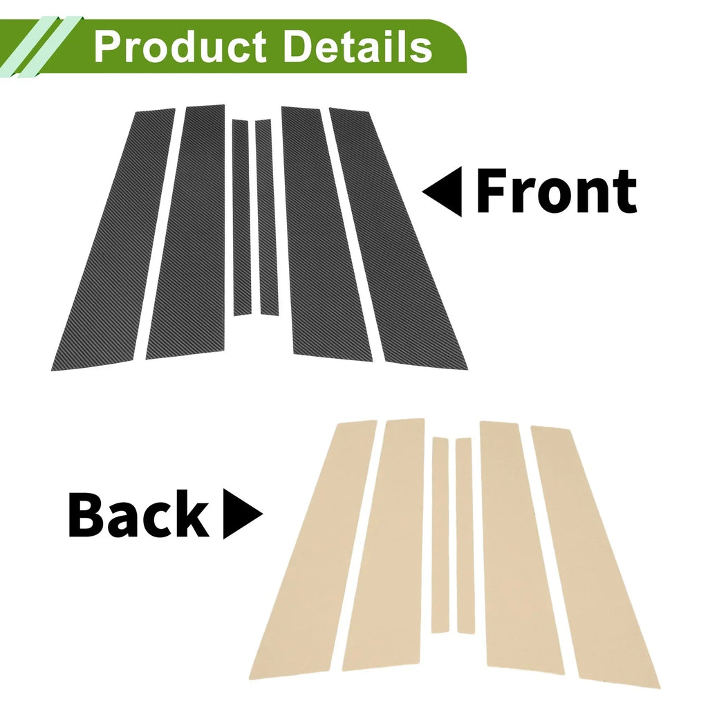 6 x Door Pillar Window Trim for BMW 3-Series Carbon Fiber Black (2019-2022)
