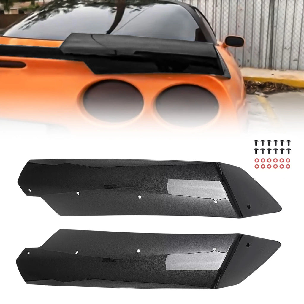 Trunk Spoiler Wing Side Winglets for Chevy Corvette C7 (2015–2019) Gloss Black