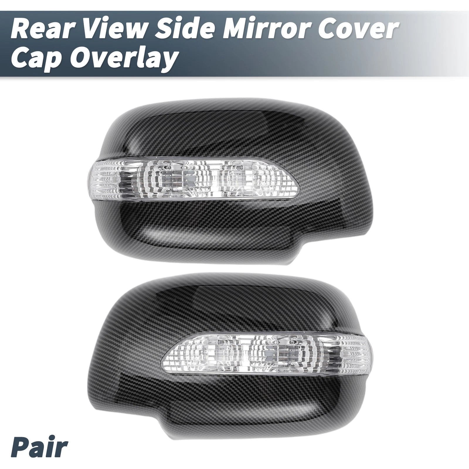 Pair Rearview Mirror Cover Overlay for Lexus RX330 (2004–2006) Carbon Fiber