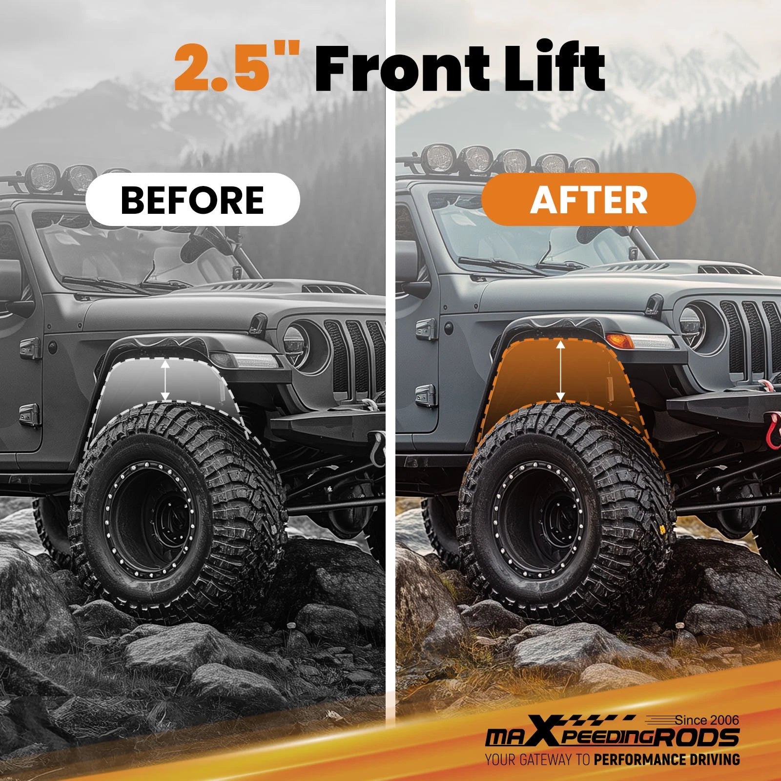 2.5" Lift Front Coil Springs for Jeep Wrangler JK (2007–2018)