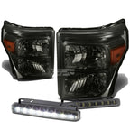 Smoked Housing Headlight, Bumper, Corner & LED Fog Light Kit for Ford SuperDuty (2011–2016)