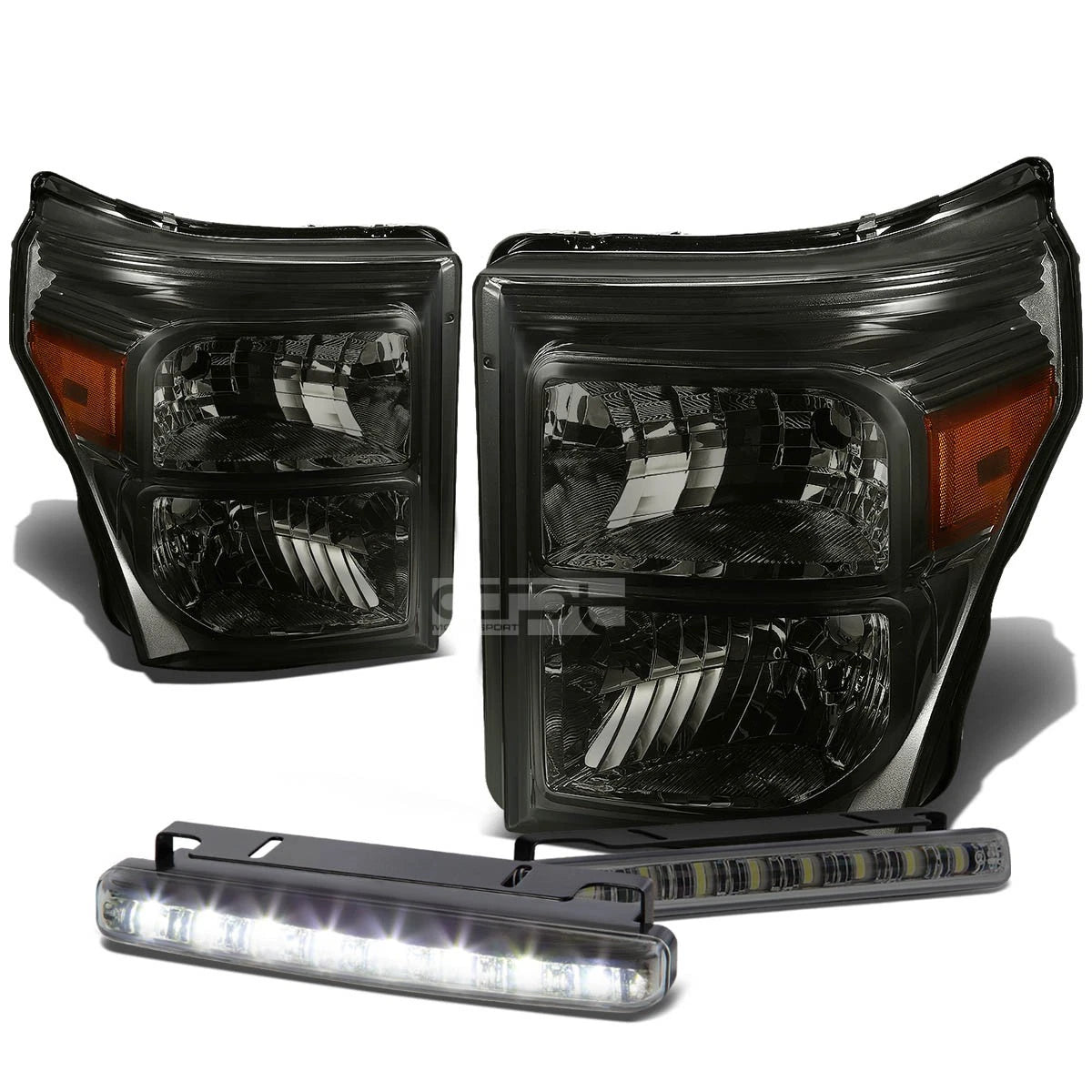 Smoked Housing Headlight, Bumper, Corner & LED Fog Light Kit for Ford SuperDuty (2011–2016)