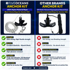 20 Lb River Boat Anchor Kit with 3/8"x50' Rope & Snap Hook for Boats