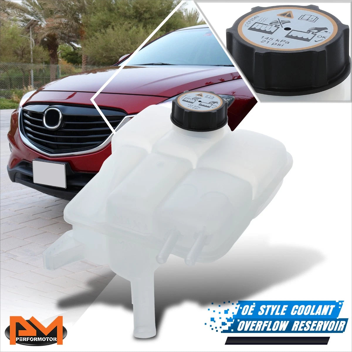 OE Style Coolant Overflow Tank Reservoir w/Cap for Mazda 3 2010–2013