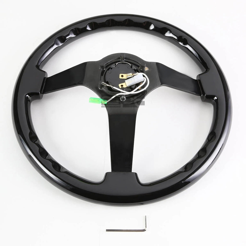 NRG RST-036BK-BK 350MM Deep Dish Anodized Aluminum Wooden Steering Wheel