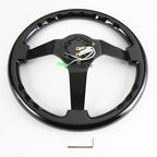 NRG RST-036BK-BK 350MM Deep Dish Anodized Aluminum Wooden Steering Wheel
