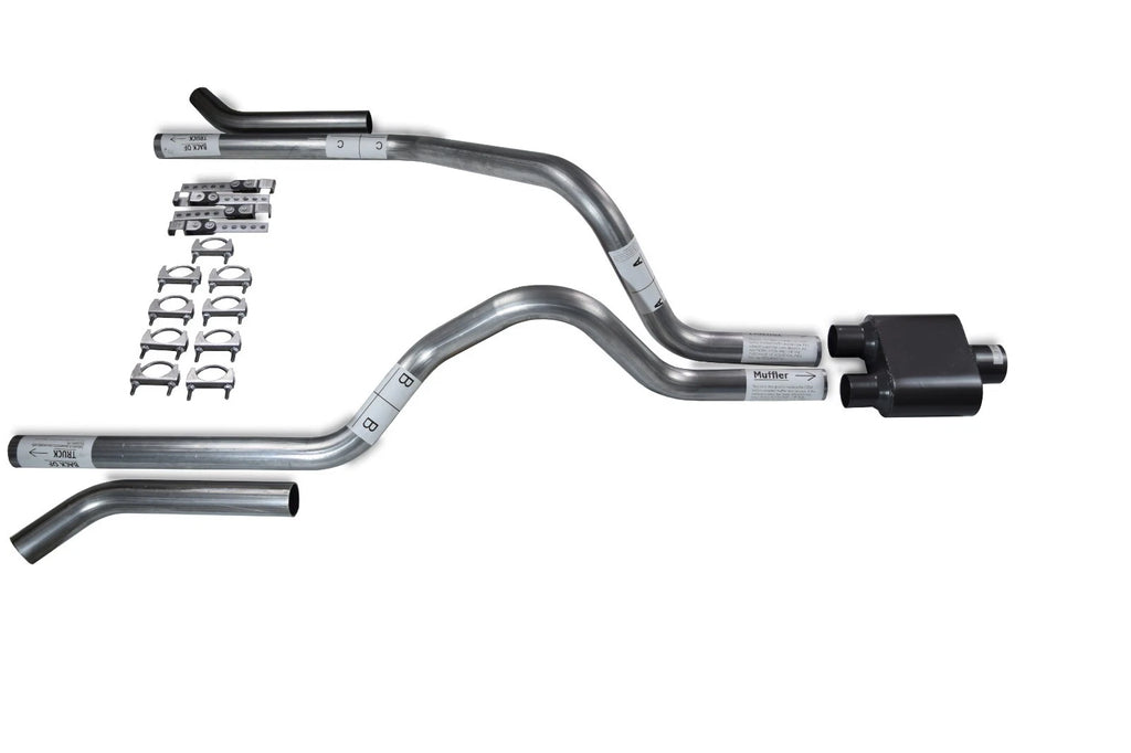 2.5" Dual Exhaust Kit for Dodge Dakota (1987–1996) - 1 Chamber Muffler, Corner Exit
