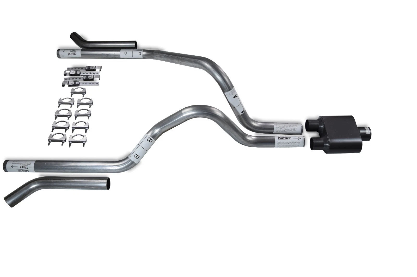 2.5" Dual Exhaust Kit for Dodge Dakota (1987–1996) - 1 Chamber Muffler, Corner Exit