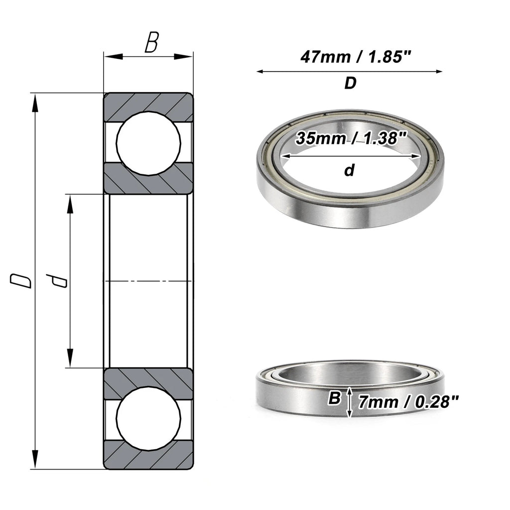 6807ZZ Deep Groove Ball Bearing for Scooter Skateboard Wheel (35x47x7mm)
