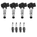 Set of 4 Ignition Coils & U-Groove Spark Plugs for Audi A4 Quattro (1996–2001)