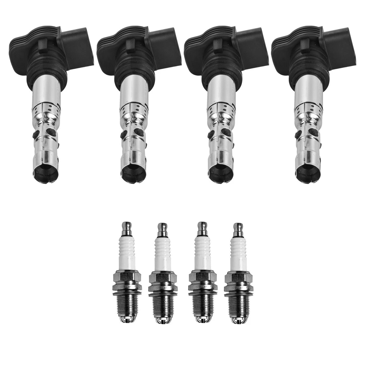 Set of 4 Ignition Coils & U-Groove Spark Plugs for Audi A4 Quattro (1996–2001)