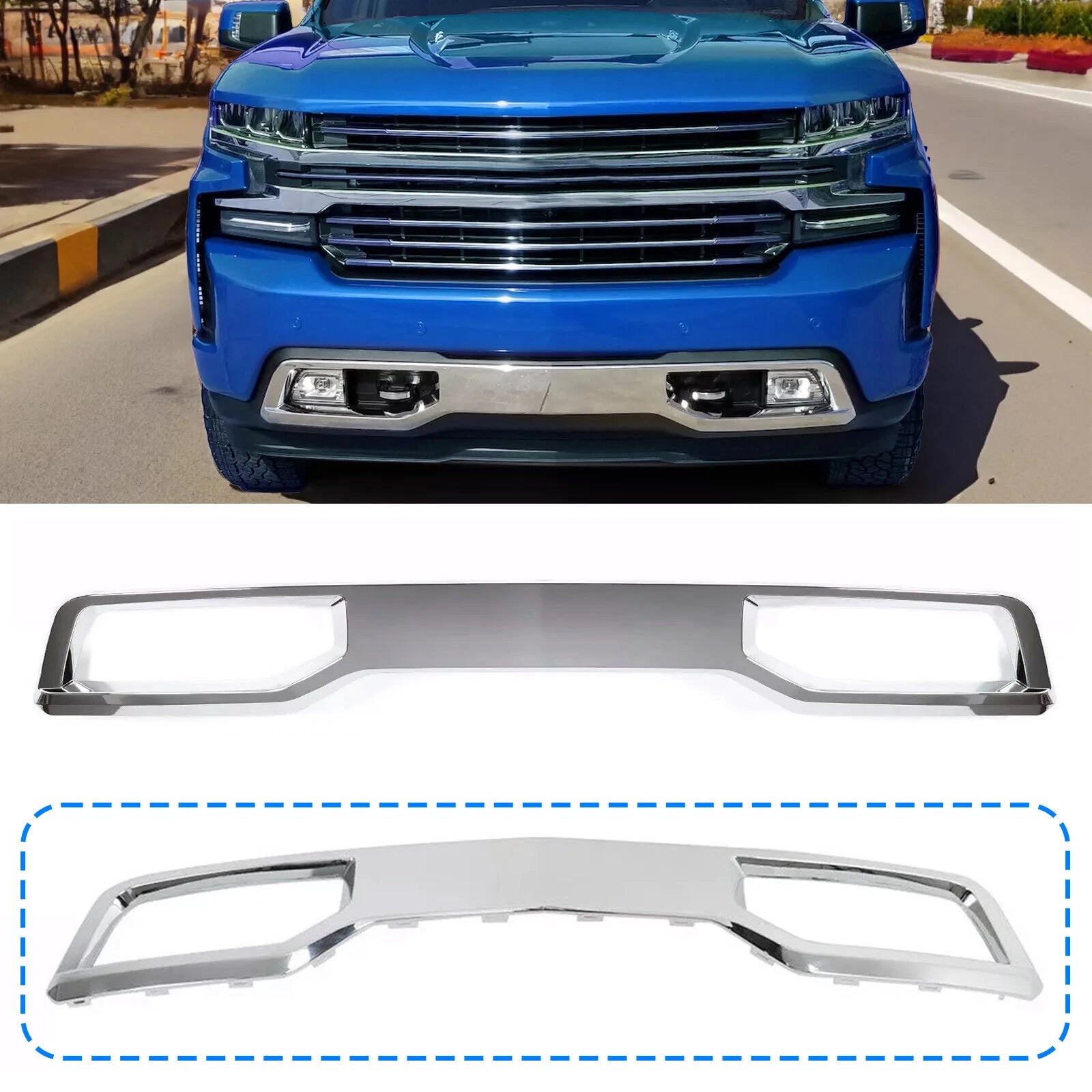 Front Bumper Fascia Skid Plate Cover for Chevrolet Silverado 1500 (2019–2022)