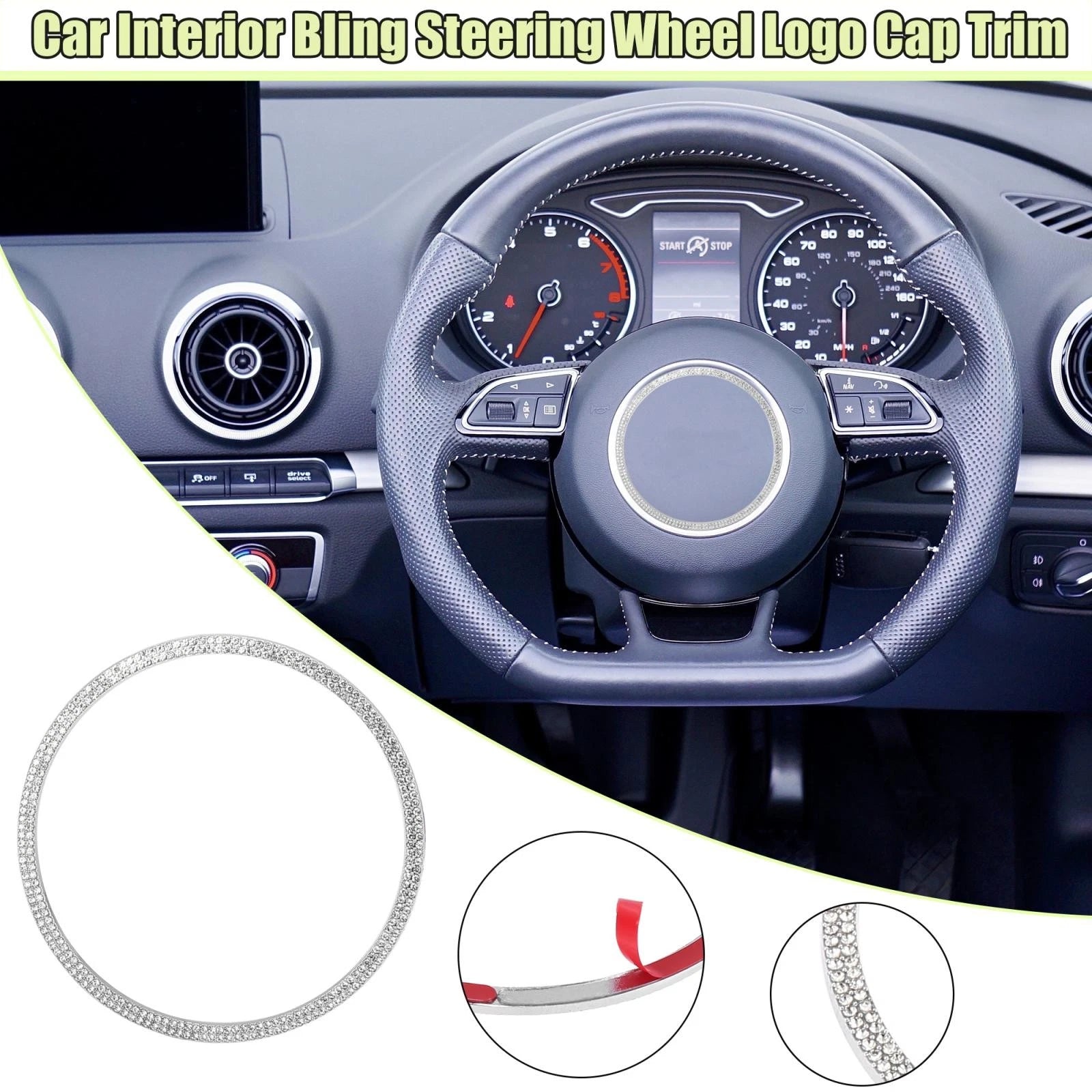 Steering Wheel Trim Ring for Audi A6 S3 RS5 A5 (Silver Tone)
