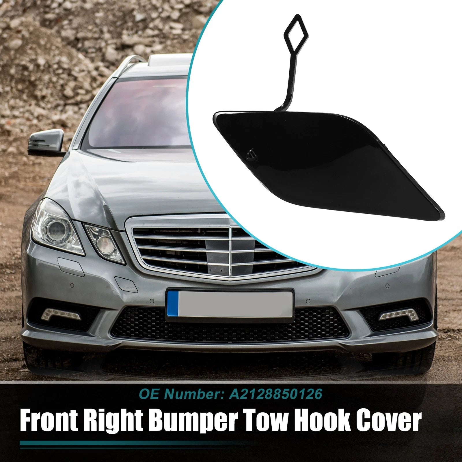 Front Bumper Tow Hook Cap for Mercedes Benz E-Class W212 (2009–2016) No.A2128850126 Black
