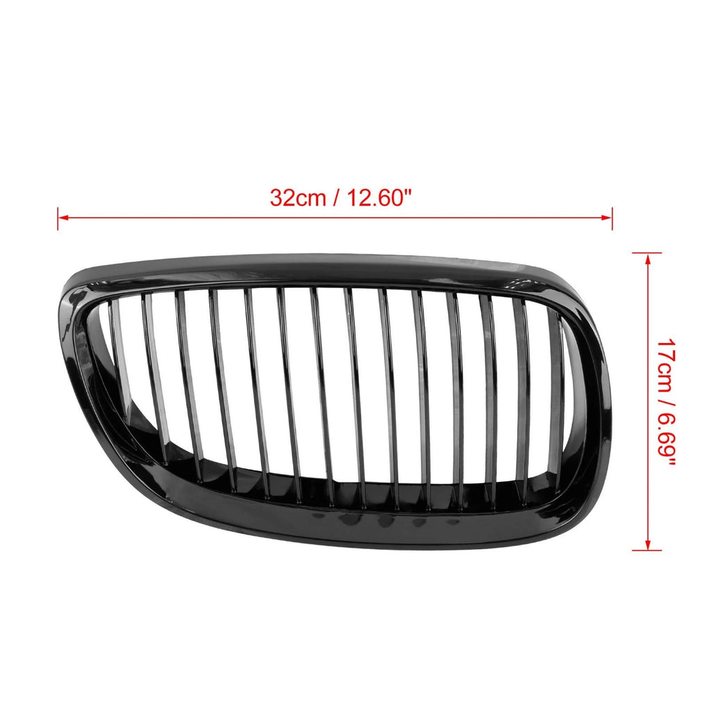 Pair Front Kidney Grille Gloss Black for BMW E92 (2007–2010)