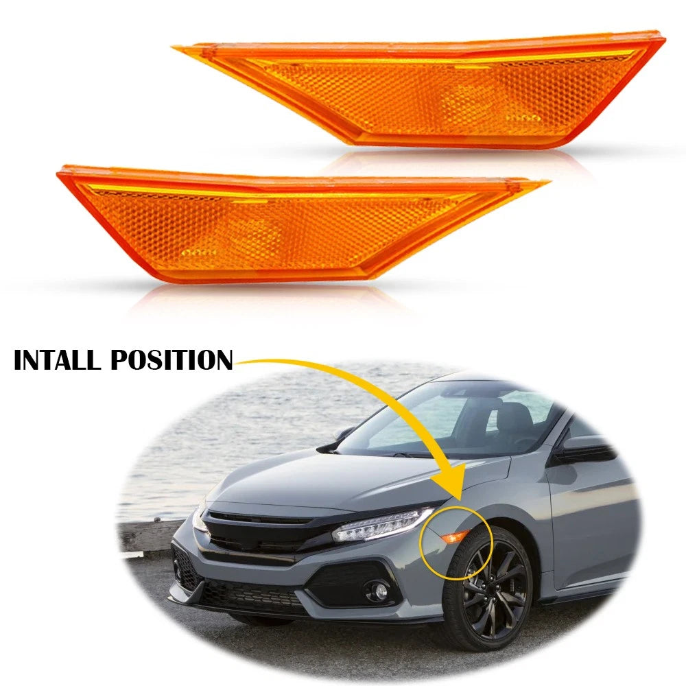 Front Side Marker Light Set for Honda Civic (2016–2021) - Includes Bulbs