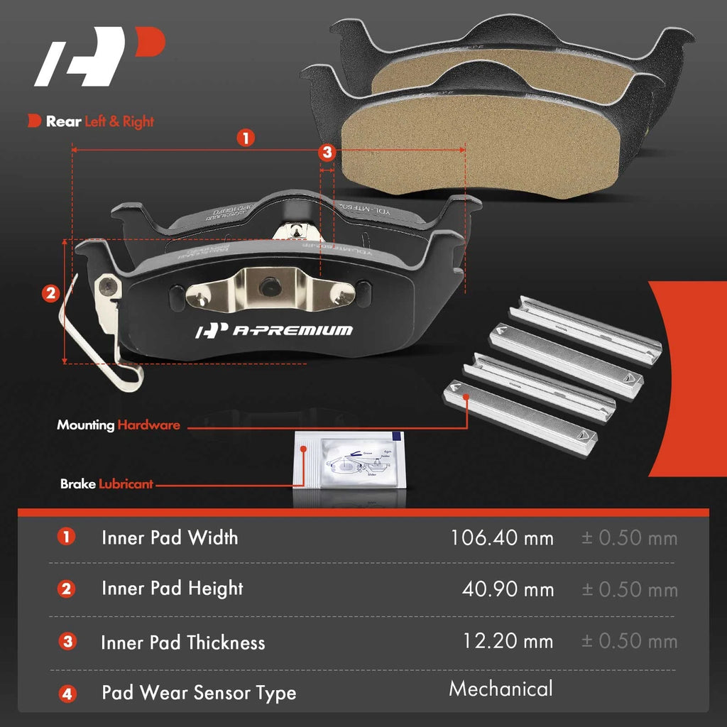 Set of 4 Rear Ceramic Brake Pads for Jeep Commander (2006–2010)