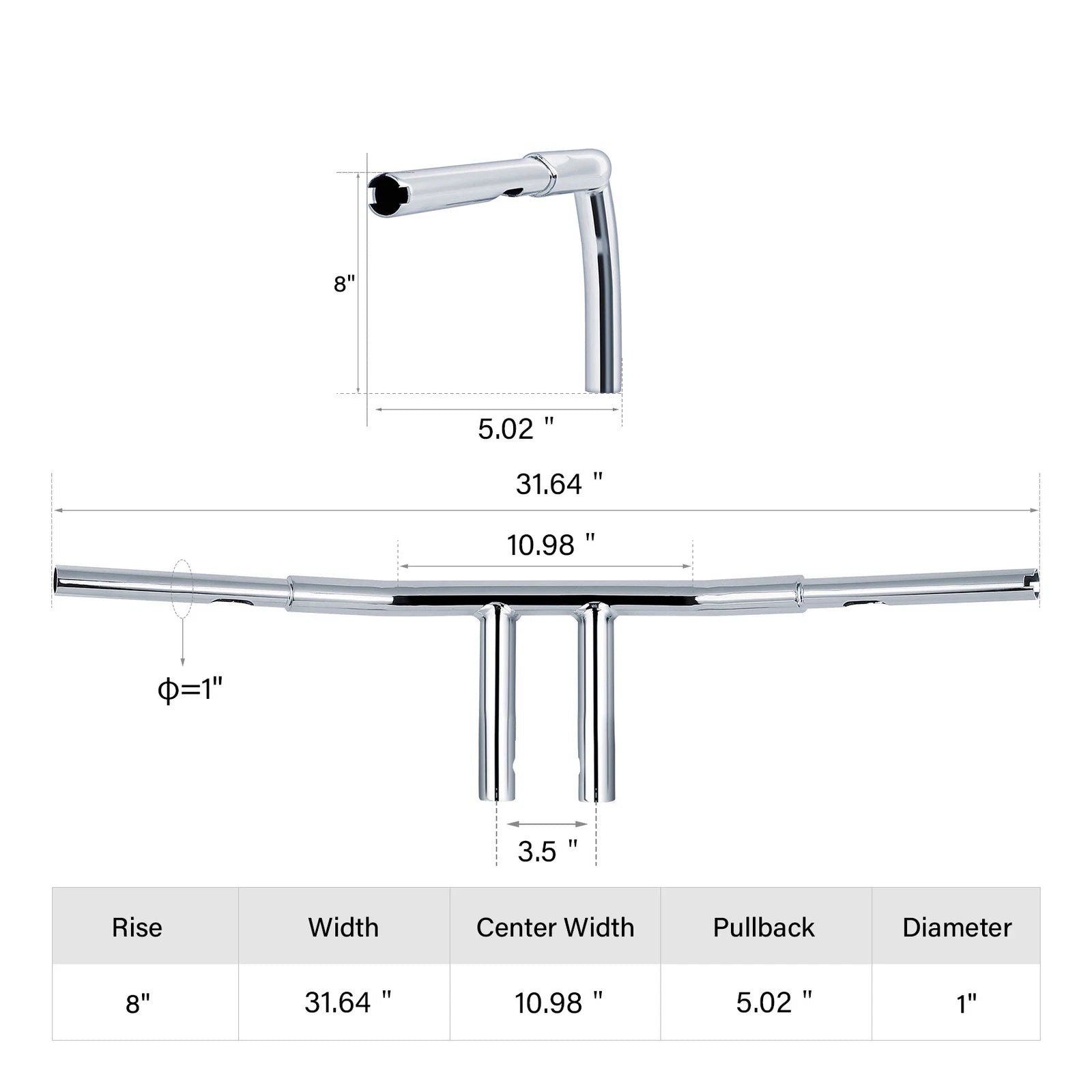 1 1/4" Fat T Bar Handlebar for Harley Dyna Low Rider Fat Bob (2008–Present)