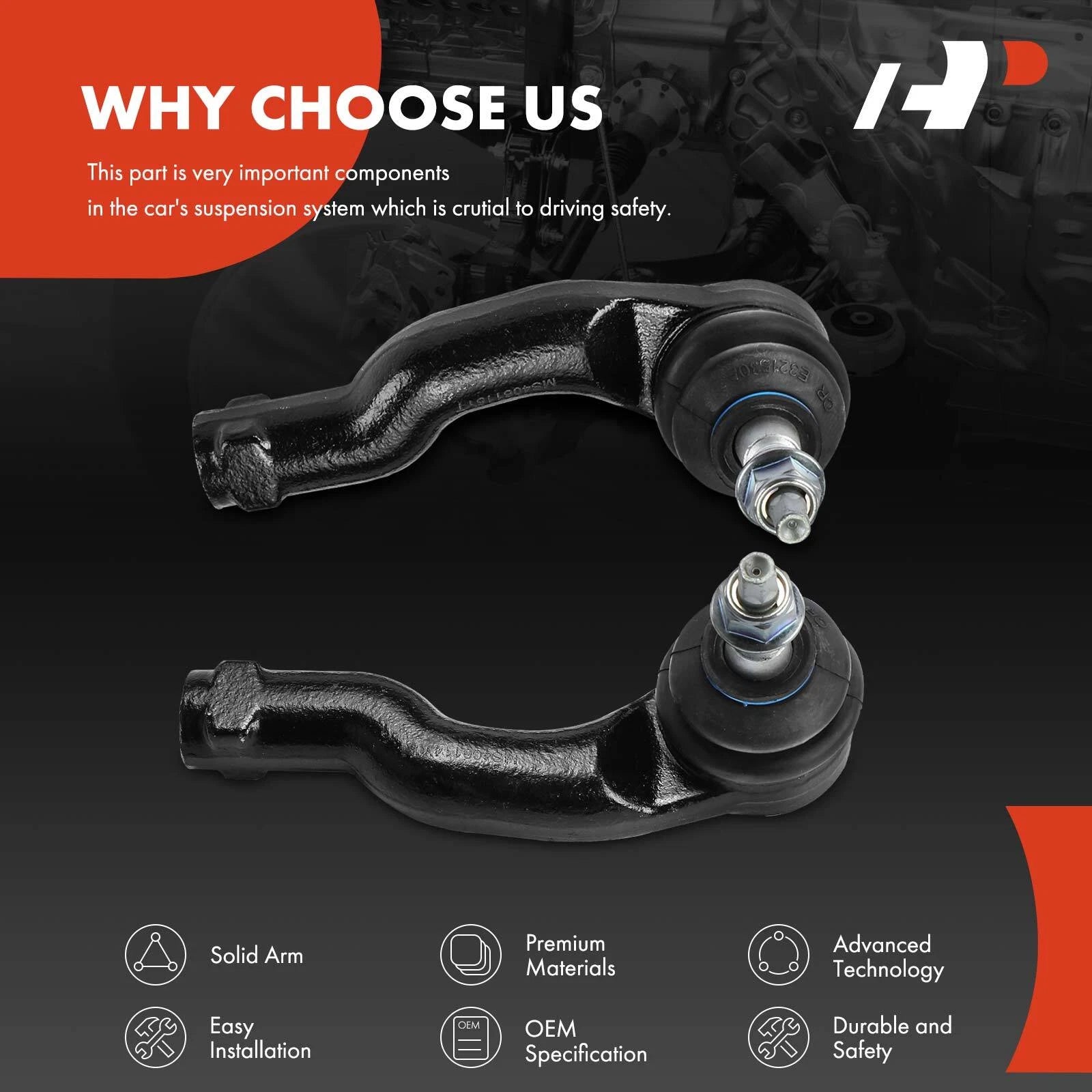 2X Front Outer Tie Rod End for Ford Escape (2020–2023) Bronco Sport