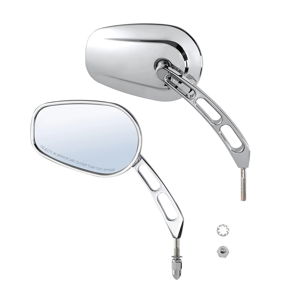 Pair Chrome Rear View Mirrors for Harley FLHT FLHR FLTRX